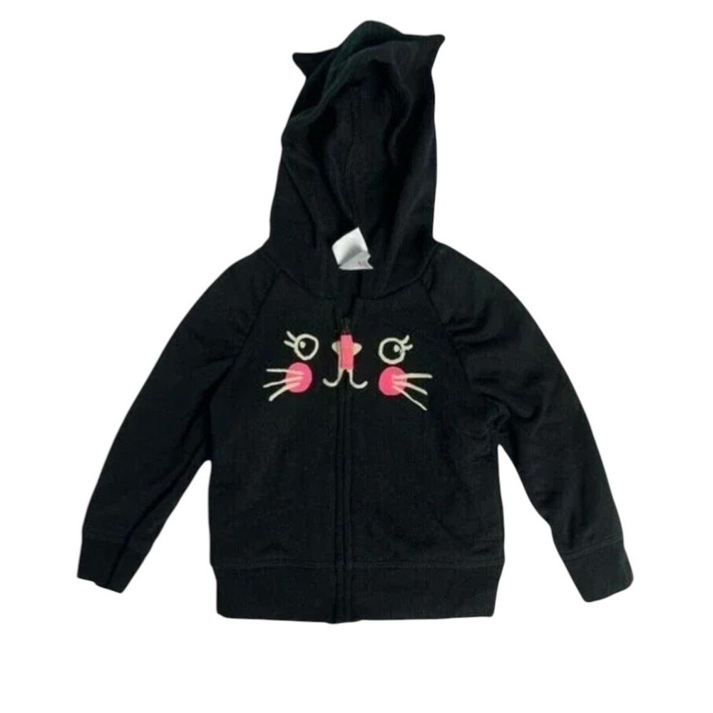 Circo Black Cat Hoodie with Ears 12M Baby Toddler Girl Full Zip Halloween Spooky